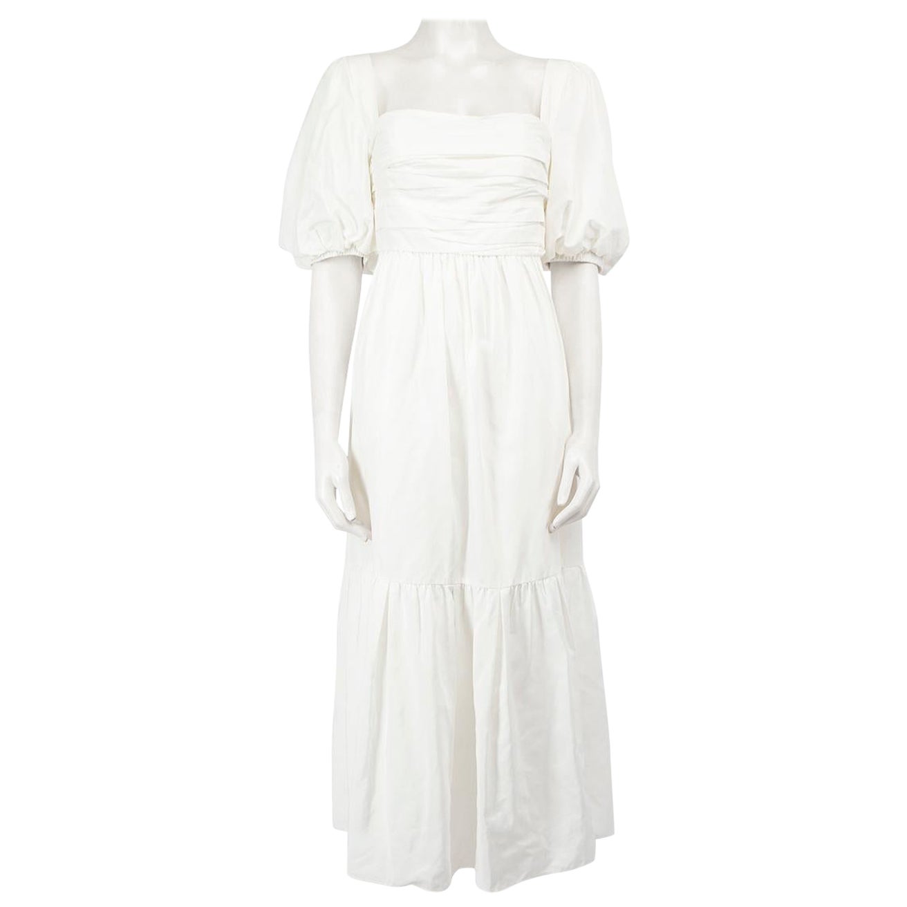 Self-Portrait White Puff Sleeve Midi Dress Size M