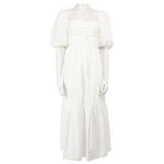 Self-Portrait Robe midi blanche à manches bouffantes Taille M