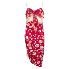 Emanuel Ungaro Pink Floral Patterned Midi Dress Size XL