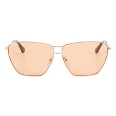 Occhiali da sole quadrati oro e arancione Salvatore Ferragamo