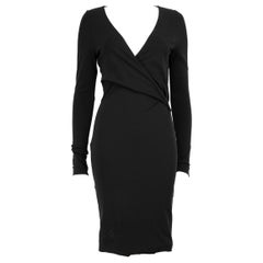 Gucci Black V Neck Long Sleeve Midi Dress Size S