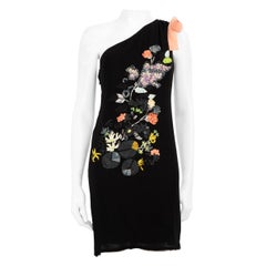 Fendi - Vestito monospalla ricamato nero taglia XS