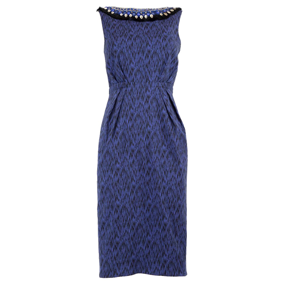 Matthew Williamson Blue Sleeveless Printed Dress Size S