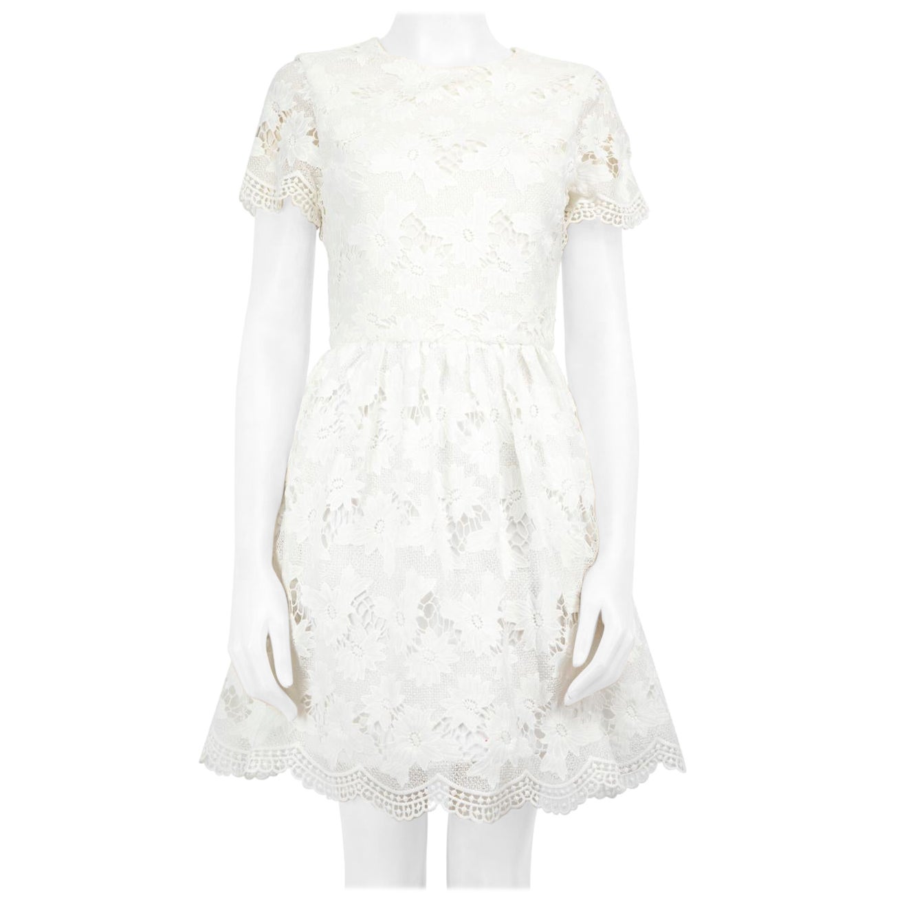 Alice + Olivia White Floral Lace Skater Dress Size M