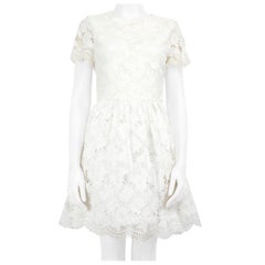 Alice + Olivia White Floral Lace Skater Dress Size M