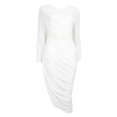 Norma Kamali - Vestito midi asimmetrico increspato bianco Taglia XL