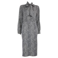 Max Mara Navy & White Abstract Midi Dress Size M