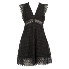 Sandro Black Lace V Neck Mini Dress Size M