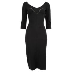 Louis Vuitton Vestido Midi Cuello en V Lana Negro Talla XS