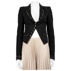 Philipp Plein Black Chain Trim Cropped Blazer Size M