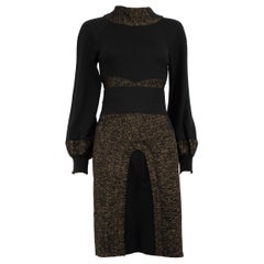 Chanel 2011 Pre-Fall Gold & Black Wool Dress Size XS