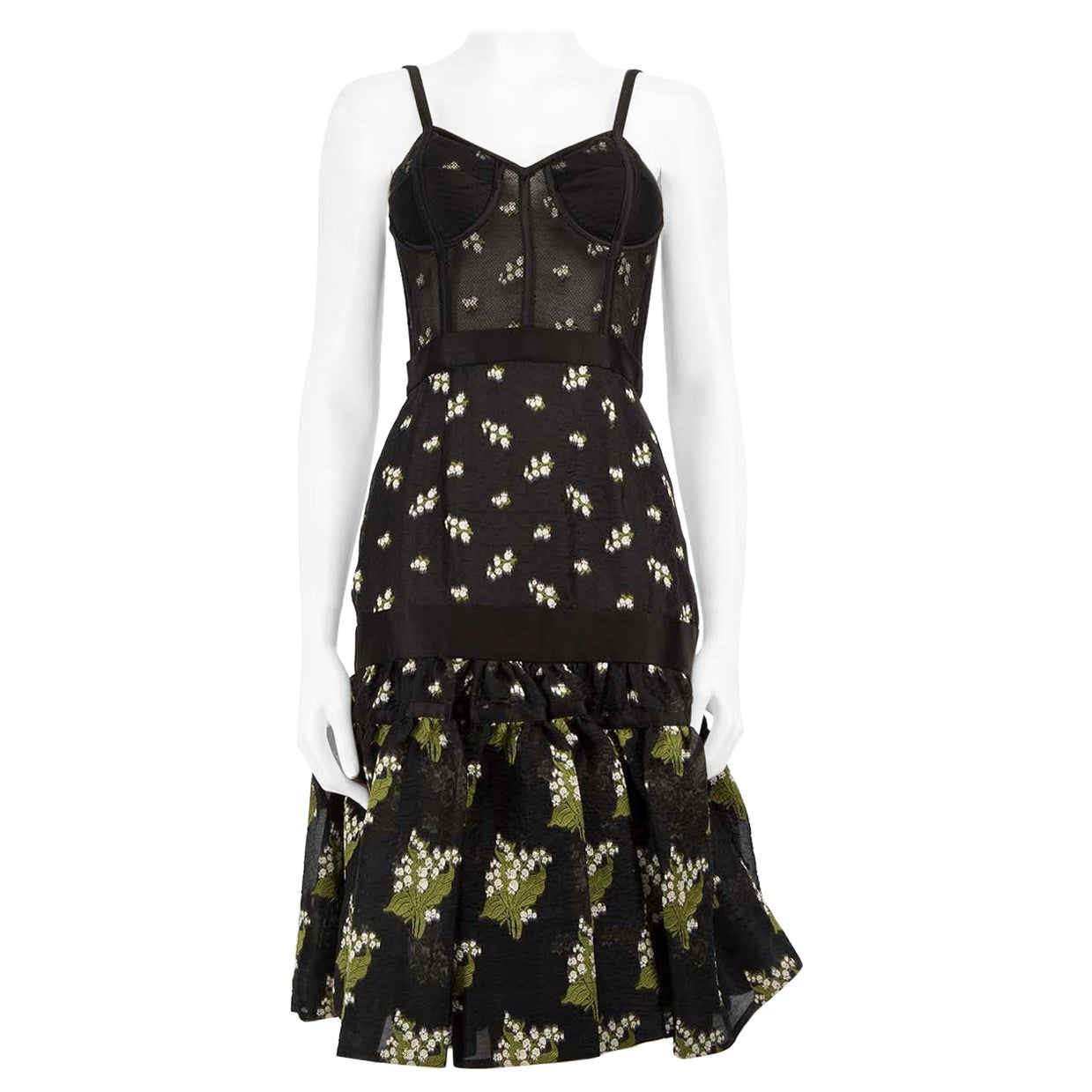 Alexander McQueen 2016 Embroidered Peplum-Hem Bustier Dress Size S For Sale