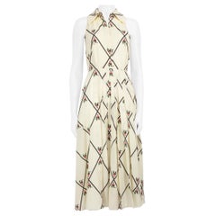 Emilia Wickstead Ecru Floral Sleeveless Midi Dress Size S
