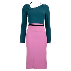 Roland Mouret Pink & Teal V-Neck Dress Size S