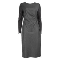 Max Mara Grey Wool Midi Long Sleeve Dress Size XL