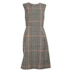 Saint Laurent Checkered Wool Knee Length Dress Size M