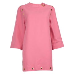 Gucci Pink Silk Gold Button Detail Dress Size S