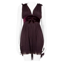 Dolce & Gabbana Purple Velvet Bow Detail Dress Size S
