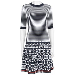 Salvatore Ferragamo Navy Striped Flared Dress Size XS