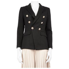 Balmain Blazer Negro Jacquard Doble Pechera Talla S