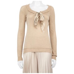 Louis Vuitton Beige Silk Neck Scarf Top Size M