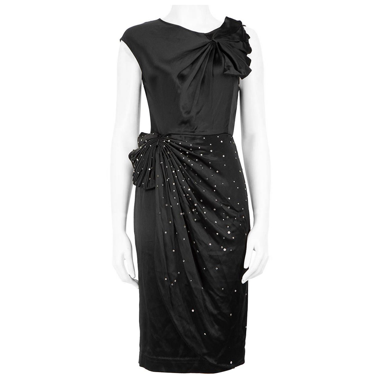 3.1 Phillip Lim Black Silk Embellished Bow Dress Size XS For Sale