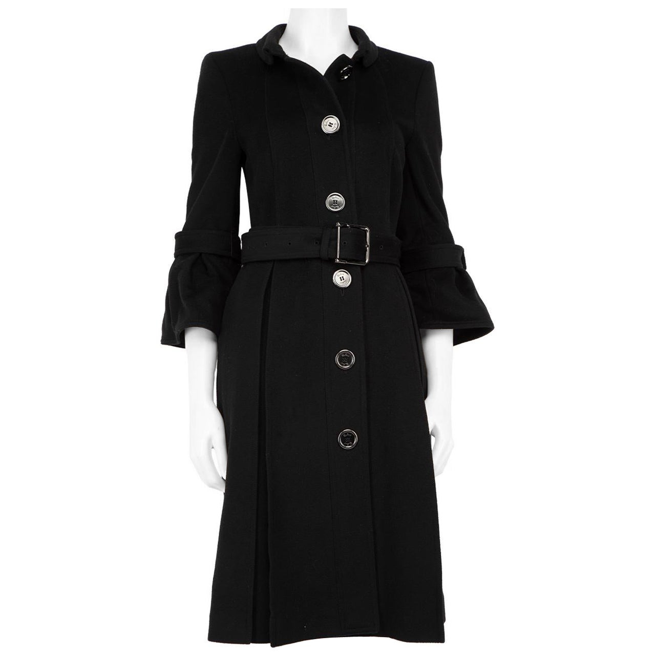 Burberry Nero Cappotto lungo in lana monopetto taglia S