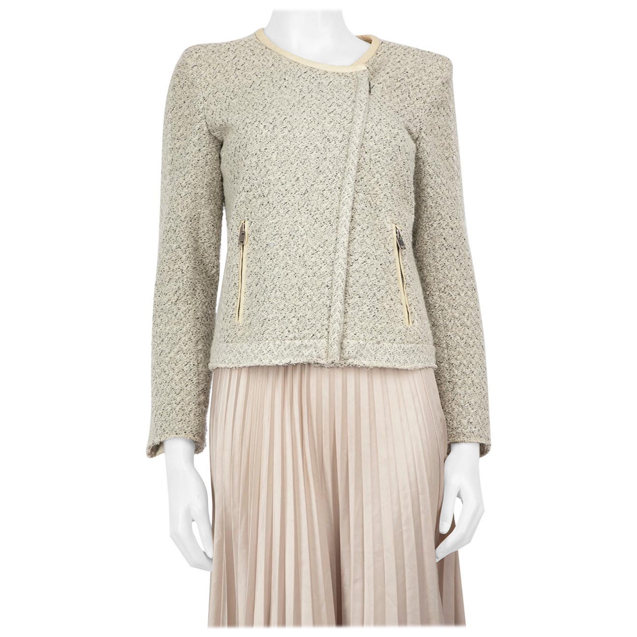 Iro Grey Tweed Asymmetric Zip Jacket Size S