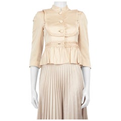 Temperley London Chaqueta beige con pliegues y botones Talla XS