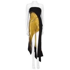 Mugler Gold & Black Silk Sheer Strapless Dress Size S