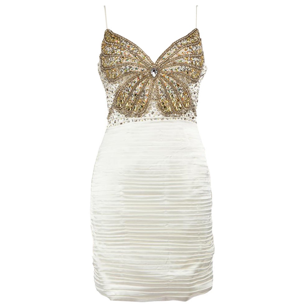 Terani Couture Vestido Mariposa Blanco Adornado Talla S en venta