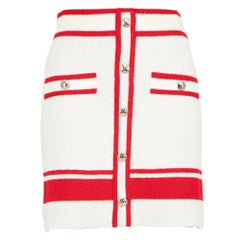 Maje White & Red Button Mini Skirt Size S