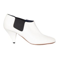 Céline Stivali con Tacco in Pelle Bianca Taglia IT 35.5