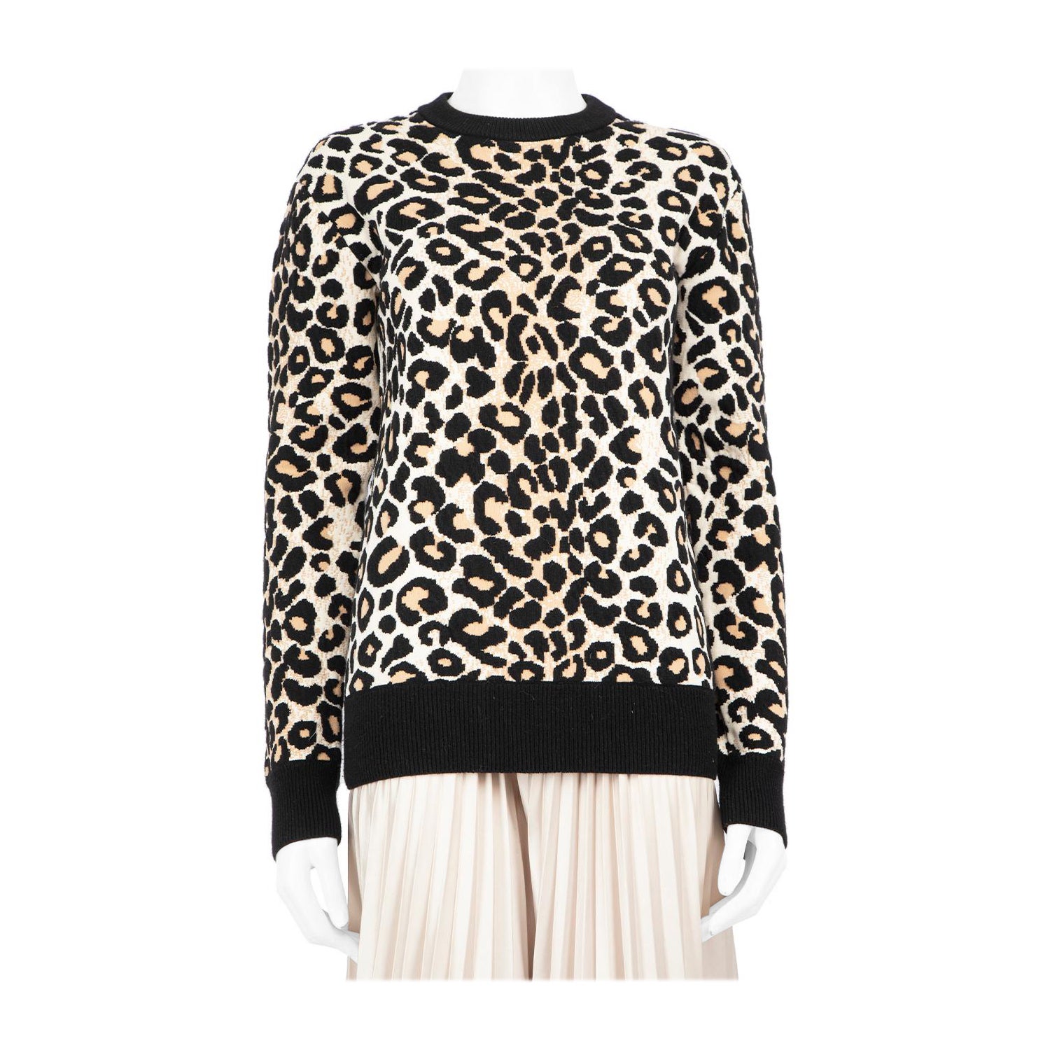 Céline Leopard Print Wool Jumper Size S