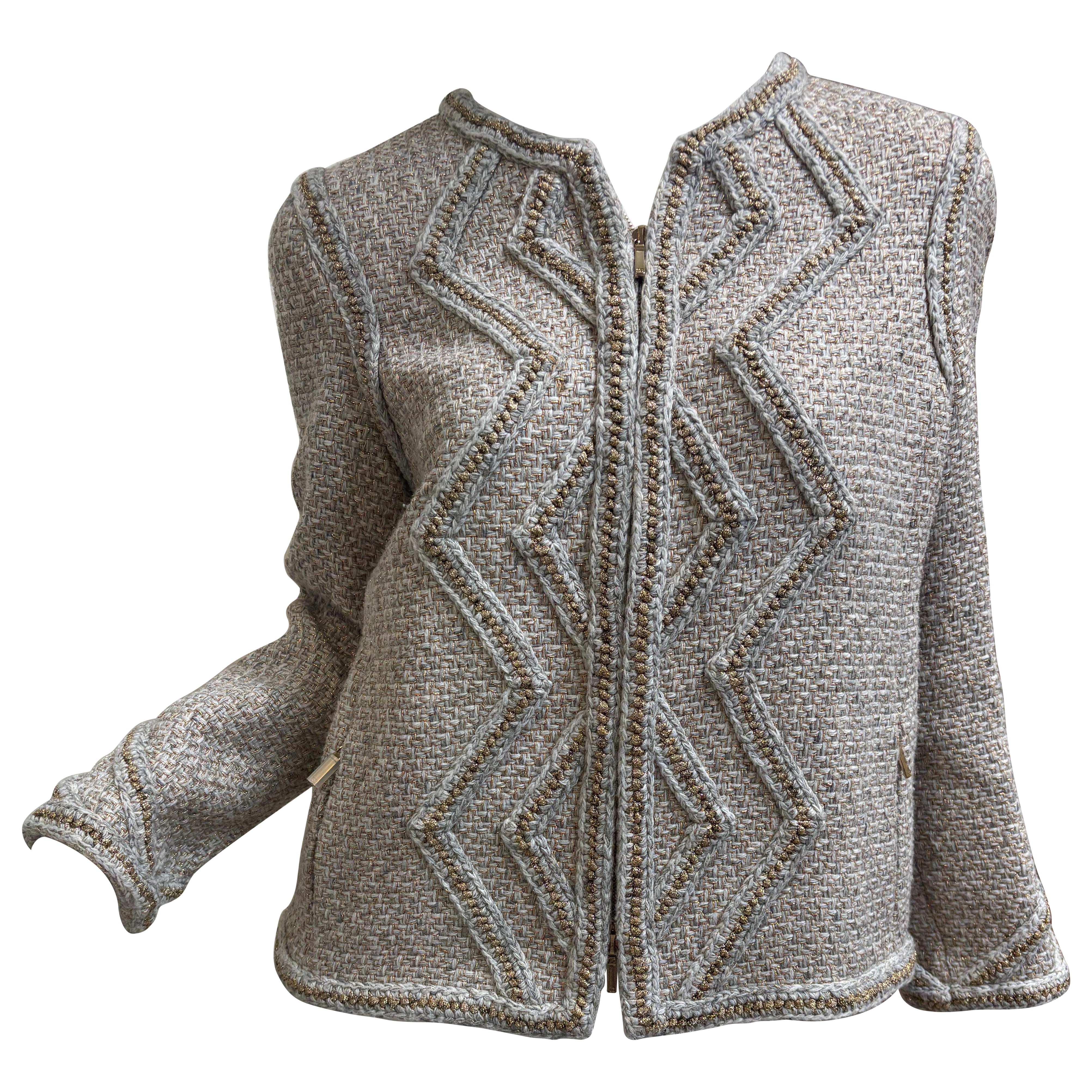 Chanel Gold Tweed Geometric Jacket/ Size 40