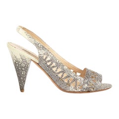 Oscar De La Renta Sandalias Danny Grises Estampado Lagarto Talla IT 40