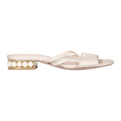 Nicholas Kirkwood Sandalias con tacón de imitación perla beige talla IT 36