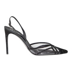 Rene Caovilla Black Dania PVC Slingback Heels Size IT 41