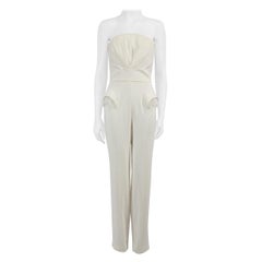 Honayda White Strapless Lace Detail Jumpsuit Size S
