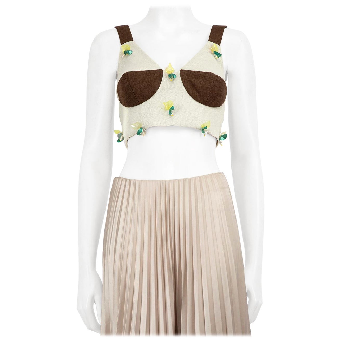 Tata Naka Beige Embellished Bustier Top Size S