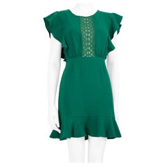 Sézane Green Lace Detail Ruffle Mini Dress Size M