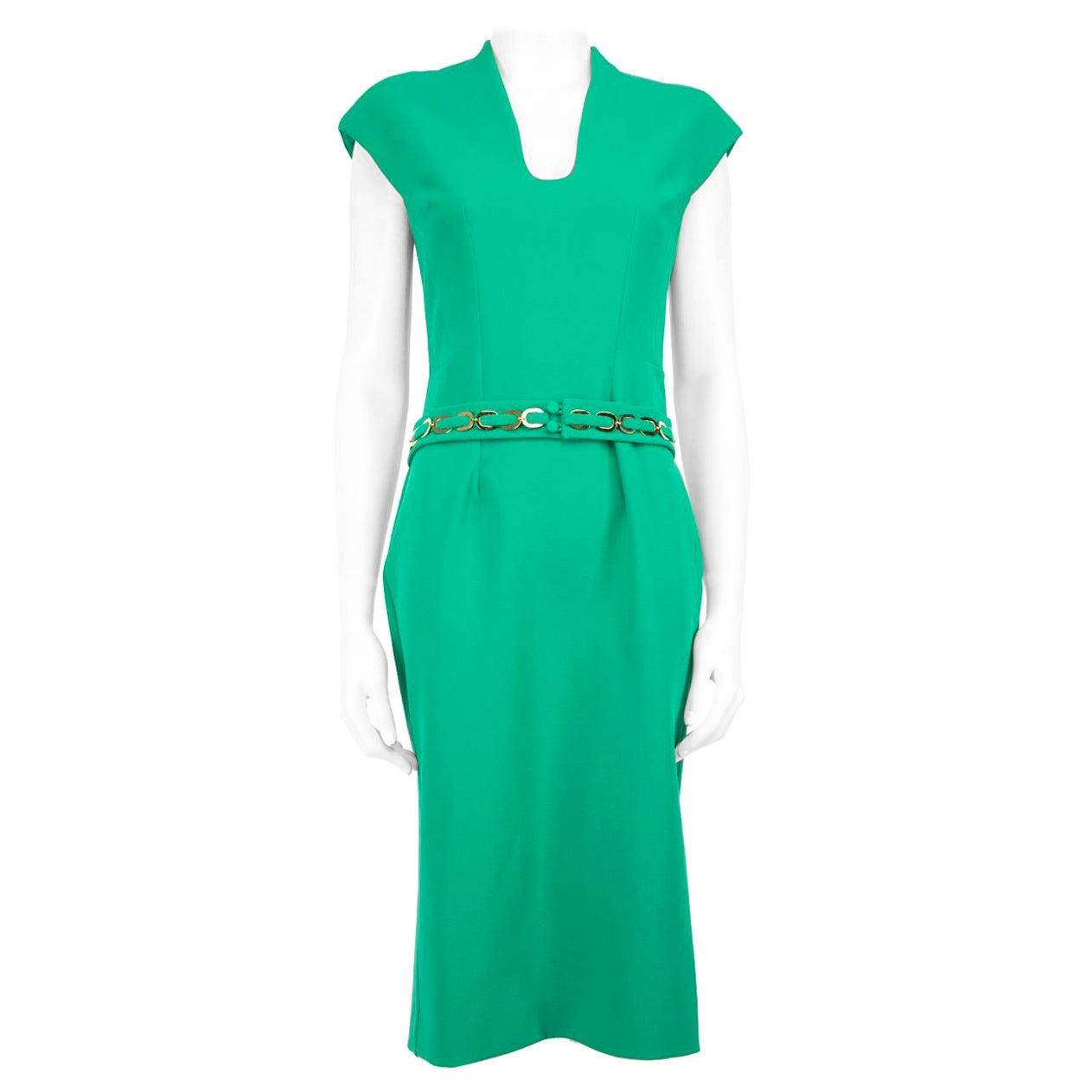 Safiyaa Green Sleeveless Midi Pencil Dress Size M For Sale