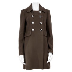 Tara Jarmon Brown Wool Double Breasted Long Coat Size XXL