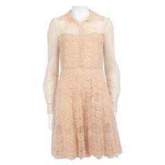 Dior Pink Sheer Lace Polkadot Dress Size M