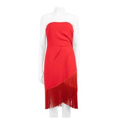 Honayda Red Tassel Strapless Dress Size L