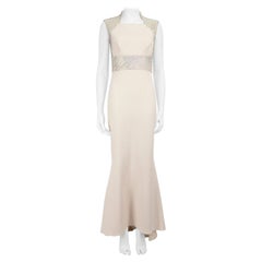 Safiyaa Ecru Crystal Embellished Gown Size S
