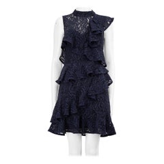 Rebecca Vallance Mini Vestido de Encaje Floral Azul Talla M
