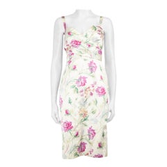 Dior Floral Silk Pencil Midi Dress Size M