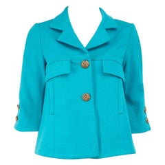 Smythe Blue Wool Pocket Detail Mid-Sleeve Jacket Size S
