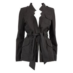 Céline Black Belted Mid Length Jacket Size L